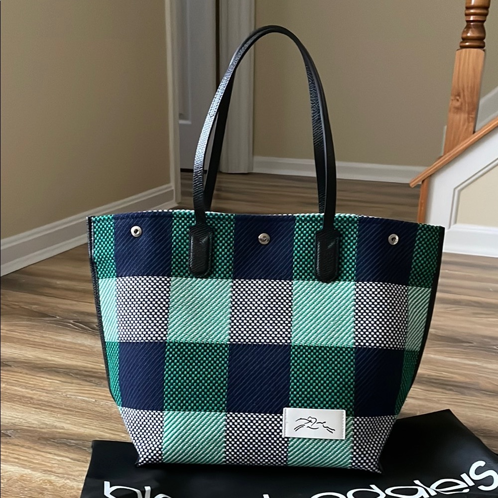 Longchamp Paddock Essential Tote in Navy and Lawn Green NWOT